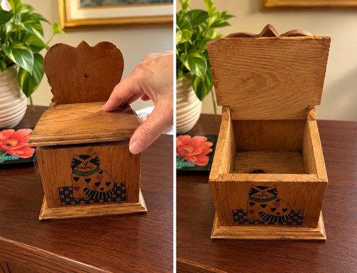 Wood rectangular hinged - wood, lid
