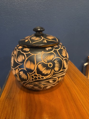 Hand carved wood stash box - hand,
