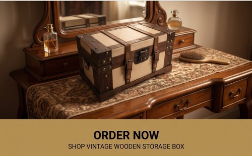 Vintage wooden storage box - s,